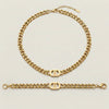 18K Gold Initial Curb Chain Set