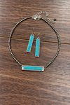 Handmade Bar Turquoise Necklace Earrings Set | Vibellejewels
